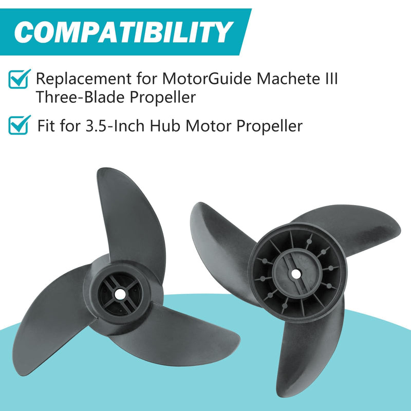 Trolling Motor Propeller Three-Blade Replacement for Motorguide Machete III Propeller, 3.5-Inch Hub Small Boat Motor for MotorGuide R3 55lb,W55,Xi5 36v,75 Wireless Trolling Motor