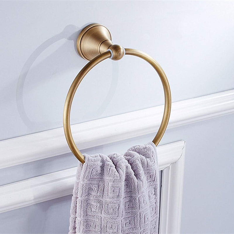 Leyden Towel Ring Antique Brass Hand Towel Holder Bathroom Accessories Brushed Shower Towel Hanger Round Wall Mounted Retro Brass