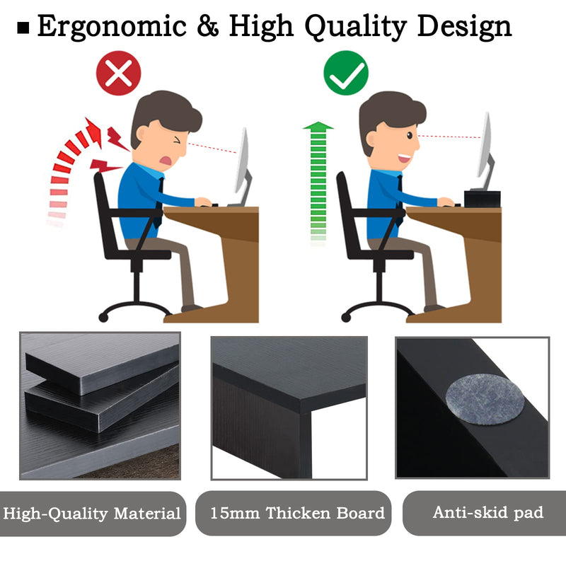 TEAMIX 2 Pack Black Monitor Stand Riser and 1 Pack 20 inch Black Monitor Stand Riser for Computer Desk Home Office Organization.
