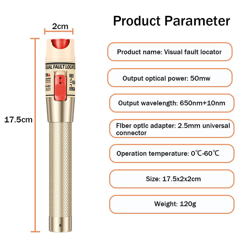 50mW Fiber Optic Pen Cable Tester FTTH 50km with Standard Interface of 2.5mm Fiber Optic Optical Fault Finder