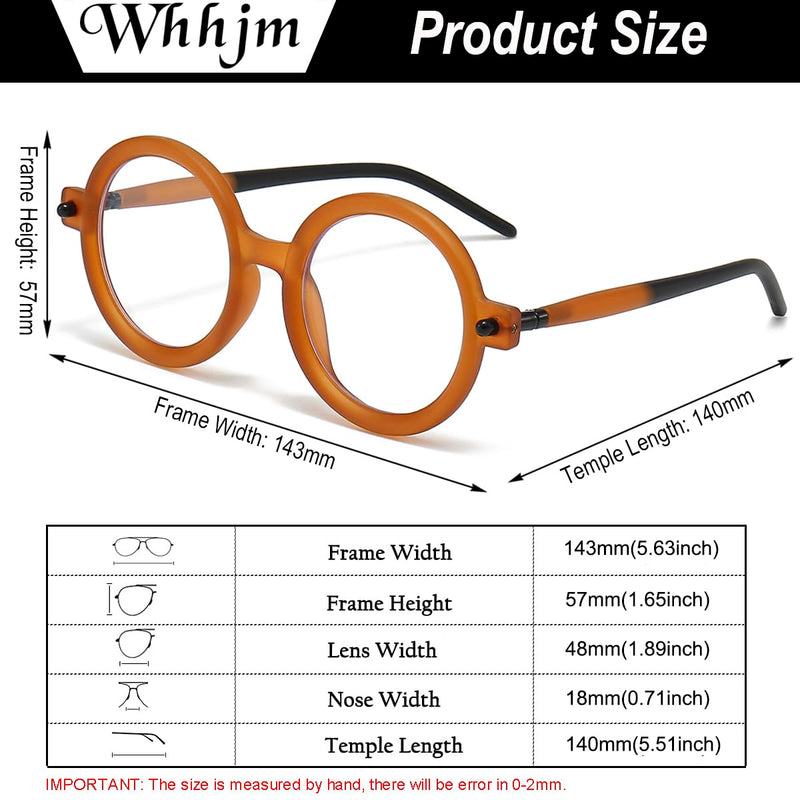 Round Blue Light Blocking Glasses for Women Men Retro 70s Oversized Circle Frame Glasses Computer TV Eyeglasses Orange 48 Millimeters