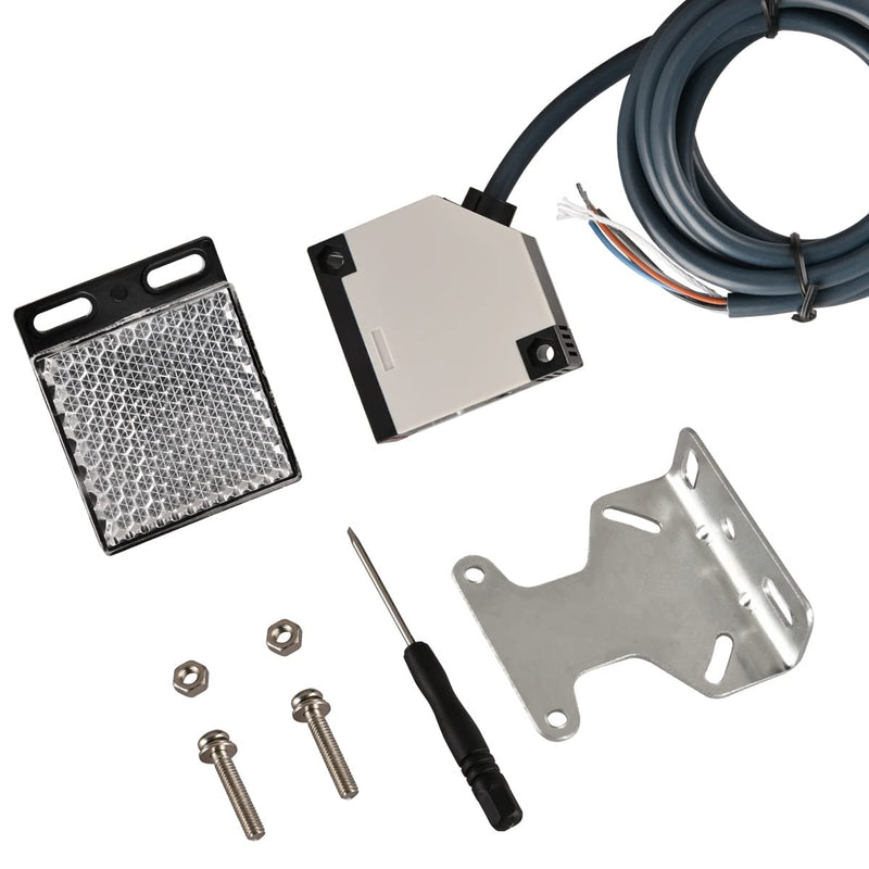 Heschen Photoelectric Switch E3JK-R4M2 DC 12-24V Feedback Reflection Type Detection Range 4m with Reflector Plate