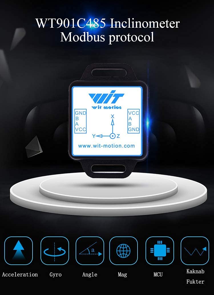 WitMotion WT901C-485 mpu9250 High Precision Gyro + Accelerometer + Angle + Magnetometer, 9-Axis Digital Compass (Kalman Filtering, Modbus), 3-Axis Tilt Angle Inclinometer
