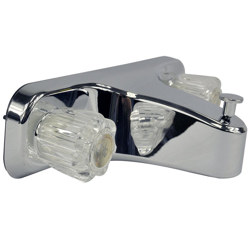 Danco Mobile Home RV Tub Shower Center-Set Faucet, 8 inch, 2-Handle, Chrome with Clear Acrylic Handles (33156X) Chrome/Acrylic