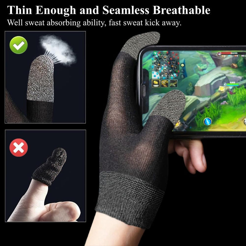 Two Finger Touchscreen Gloves, Ultra-Thin Breathable Gaming Gloves for Sweaty Hands, Anti Sweat Thumb and Index Game Gloves for Mobile Phone/iPad Tablet