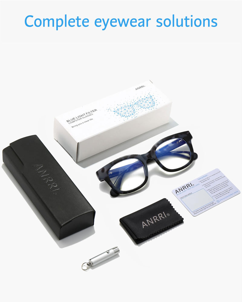 ANRRI Blue Light Blocking Glasses for Women and Men, Oversized Blue Light Computer Glasses Black/Grey