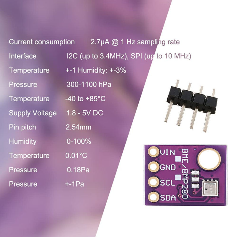 CUQI GY-BME280 Barometric Pressure Temperature Sensor, Calibrated Altimeter Pressure Sensor with IIC I2C Breakout Altimeter Module for GPS Modules