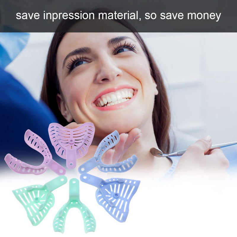 Akozon Dental Trays, 6 Pieces Mixed Colour Plastic Dental Impressions Trays Teeth Materials Holder