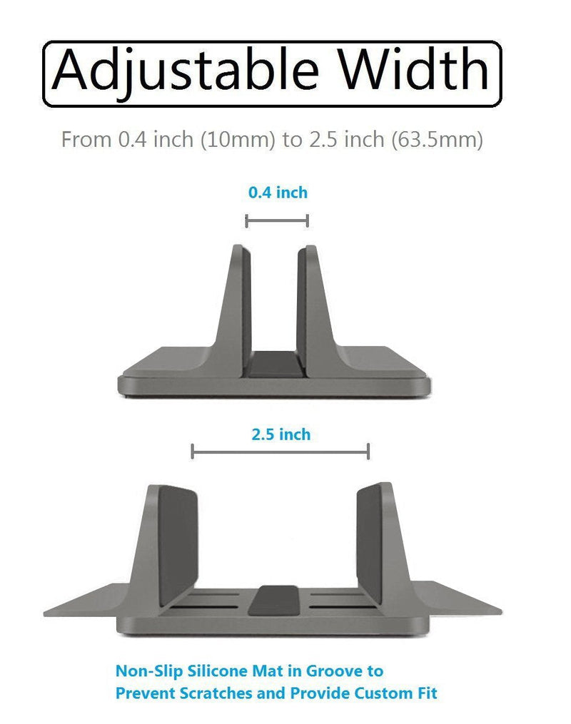Vertical Laptop Stand for Desk [Adjustable] Sturdy Aluminum Dock Fits All Laptops (up to 20.3 inches) Space Saving, Modern Compact Holder, Compatible with MacBook Pro/Air, Surface, HP, Dell (Gray) Gray