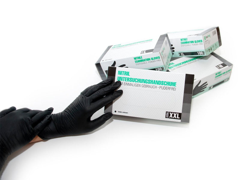 Nitrile gloves 90 pieces box (XXL, black) disposable gloves, disposable gloves, examination gloves, nitrile gloves, powder-free, without latex, non-sterile, latex-free, disposable gloves, black