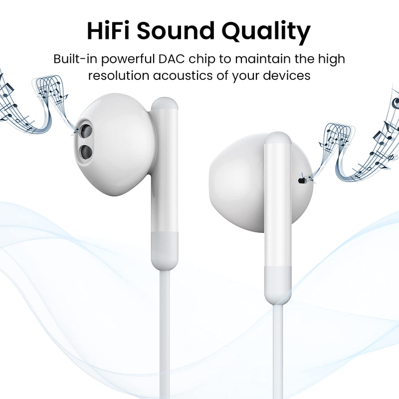 USB C Headphones for iPhone 16 15 Pro Max Plus iPad Pro USB C Earphones with Microphone Volume Control USB C Wired Earbuds USB Type C Earphone for Google Pixel 8 7 6A 5 Samsung S24 S23 S22 S21 S20 A55 White