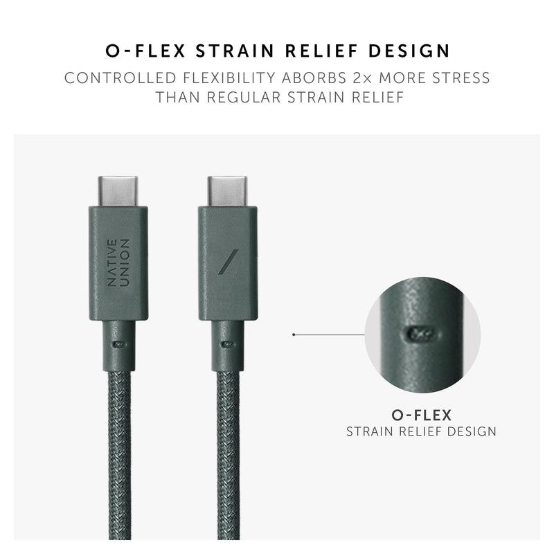 Native Union Anchor Cable 240W – 10ft Reinforced Braided USB-C to USB-C Power Delivery 3.1 Charging Cable with Weighted Knot – for iPhone 17 Pro Max/17e, MacBook Pro M5, Air, Neo (Slate Green) Slate Green