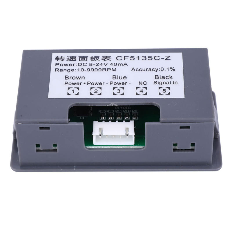 Motor LED Speedometer, DC 8-24V 40mA 10-9999RPM 4 Digital LED Tachometer Tachometer with Hall Proximity Switch Sensor NPN Green for Industry