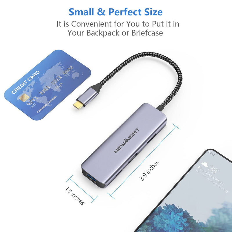USB C Dual HDMI Adapter for 2 Monitors, Newmight 4-in-1 USB C to Dual Monitor HDMI Splitter, Supports Single 4K 60Hz and Dual 4K 30Hz, 100W PD, USB-A Port for MacBook, HP, Dell, iPhone 15/16 Series