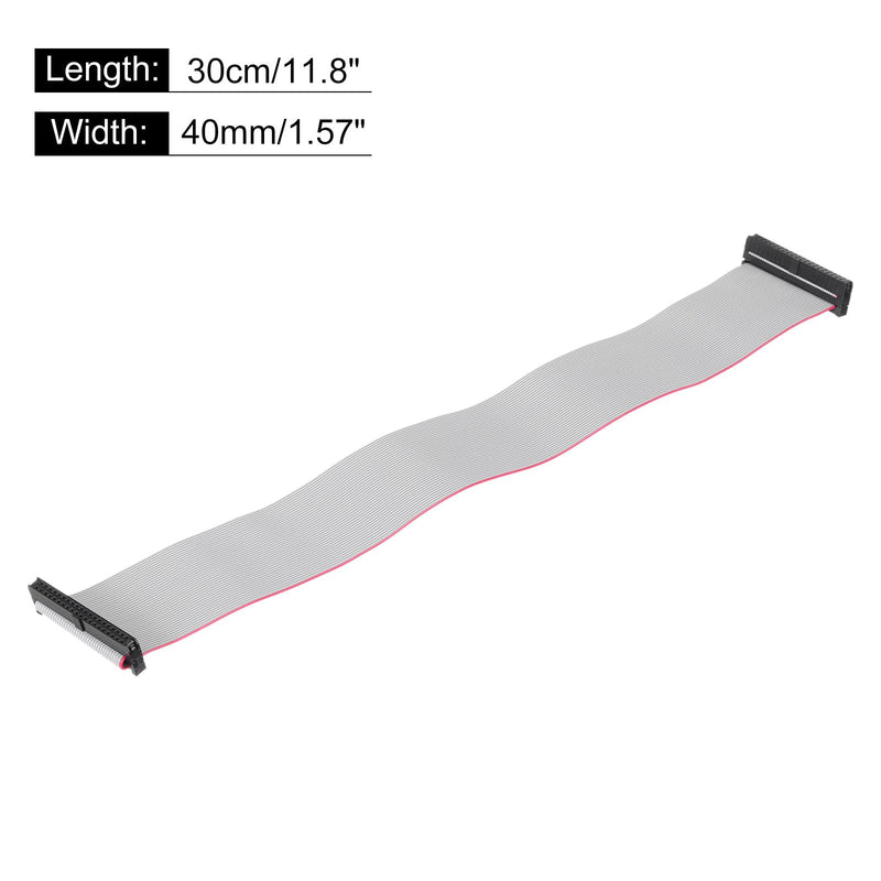 MECCANIXITY IDC 40Pin Flat Ribbon Cable, 2.0mm Pitch FC to FC Connector 30cm Length Grey Jumper Wire for Computer LED Display DVD, 2Pcs 40 Pin
