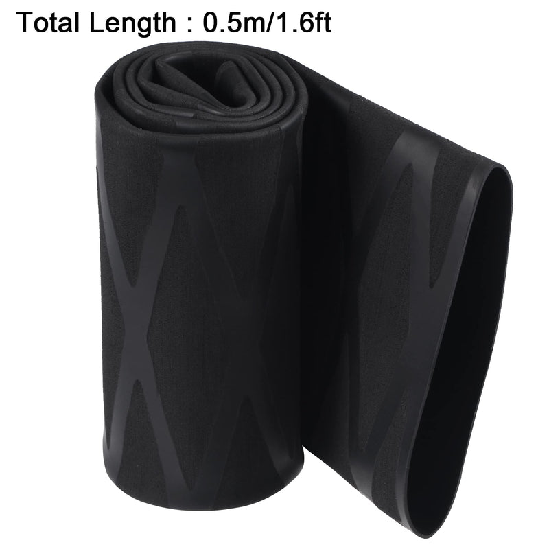sourcing map Heat Shrink Tubing 50mm Diameter 77mm Flat 1.6ft 2:1 Ratio Black