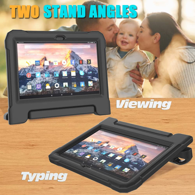 DJ&RPPQ 10 Tablet case for Kids Incompatible with iPad TCL 10 inch Tablets(Only 13/11th Gen, 2023/2021), Light Weight Shockproof Case with Built-in Screen Protector Handle Stand Case -Black KF-Black