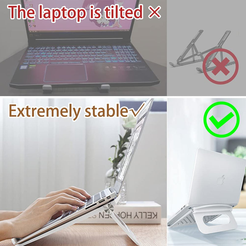 Laptop Stand for Desk Stable Foldable Adjustable Multi-Angle Computer Desktop Holder Ventilated Lapdesks Riser for Mackbook, Lenovo, Dell, iPad, HP - Within 17' (Black) black
