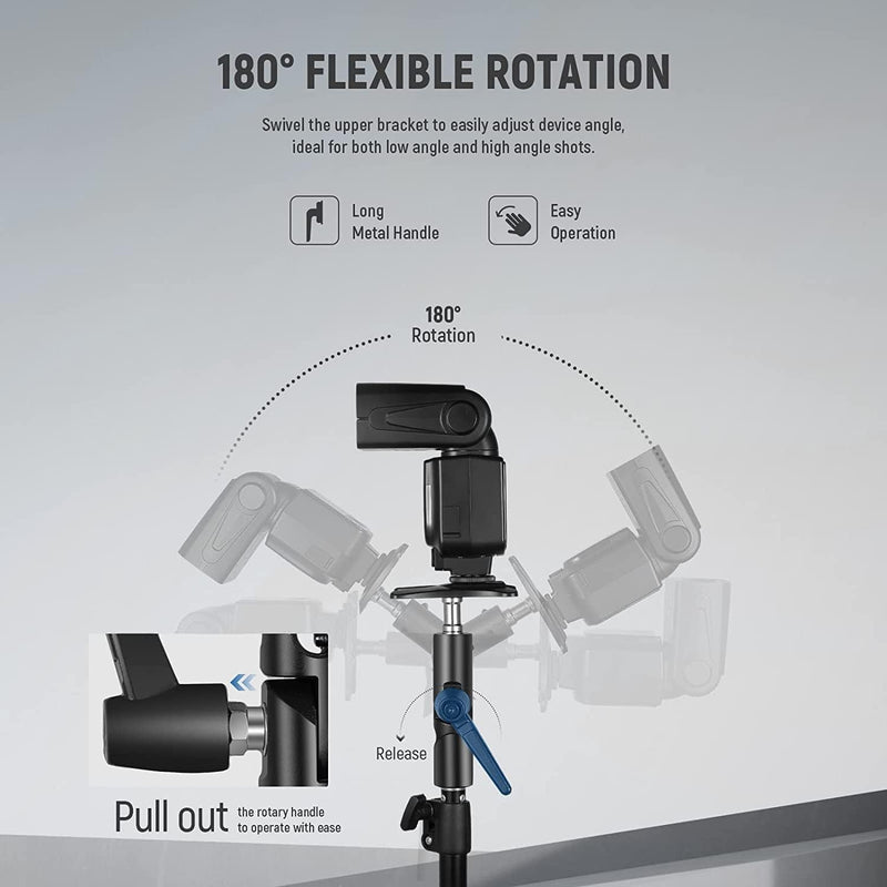 NEEWER Camera Flash Bracket H Type Mount with Umbrella Softbox Holder, 180° Swivel Adjustable Metal Light Stand Adapter with 1/4" to 3/8" Screw Adapter for Speedlite LED Light Stand Tripod (2 Pack) FB-1(2-Pack）