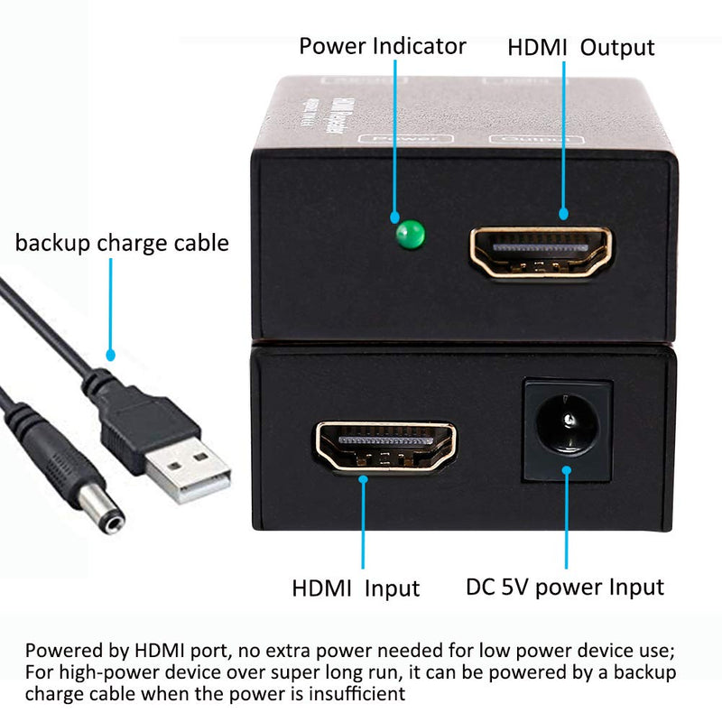 DTECH HDMI Signal Amplifier Booster Repeater 4K 60Hz YUV 444 18Gbps 1080P HDCP 2.2 CEC 3D 4K2K Extender Boost up to 164 Feet Compatible with VR TV Box Blu-ray Player HDTV Monitor Projector