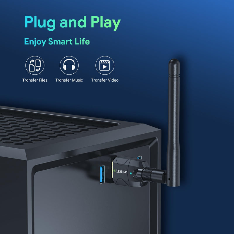 EDUP USB Bluetooth Adapter Bluetooth 5.4 Dongle for PC, Plug and Play, Free Driver, Long Range 328ft/100M, Only Compatible with Windows 11/10/ 8.1 for Desktop PC Laptop