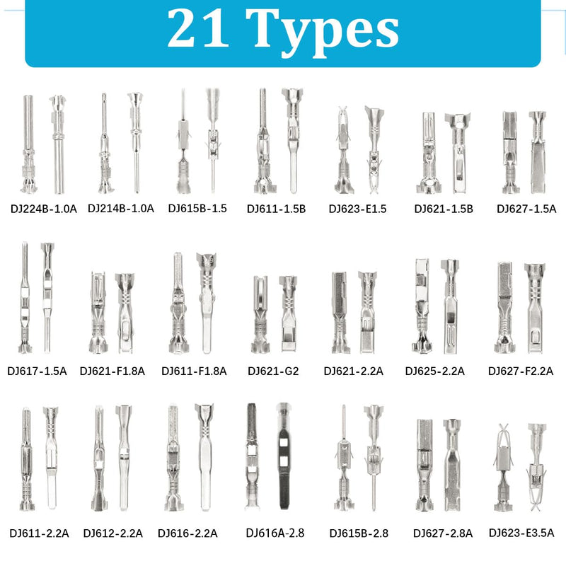 230Pcs Pin Connector Kit Car Electrical Wire Terminal Tool kit 1/1.5/1.8/2.2/2.8/3.5mm Connector Pins Terminal Removal Male Female Crimp Pins Non-Insulated Plug