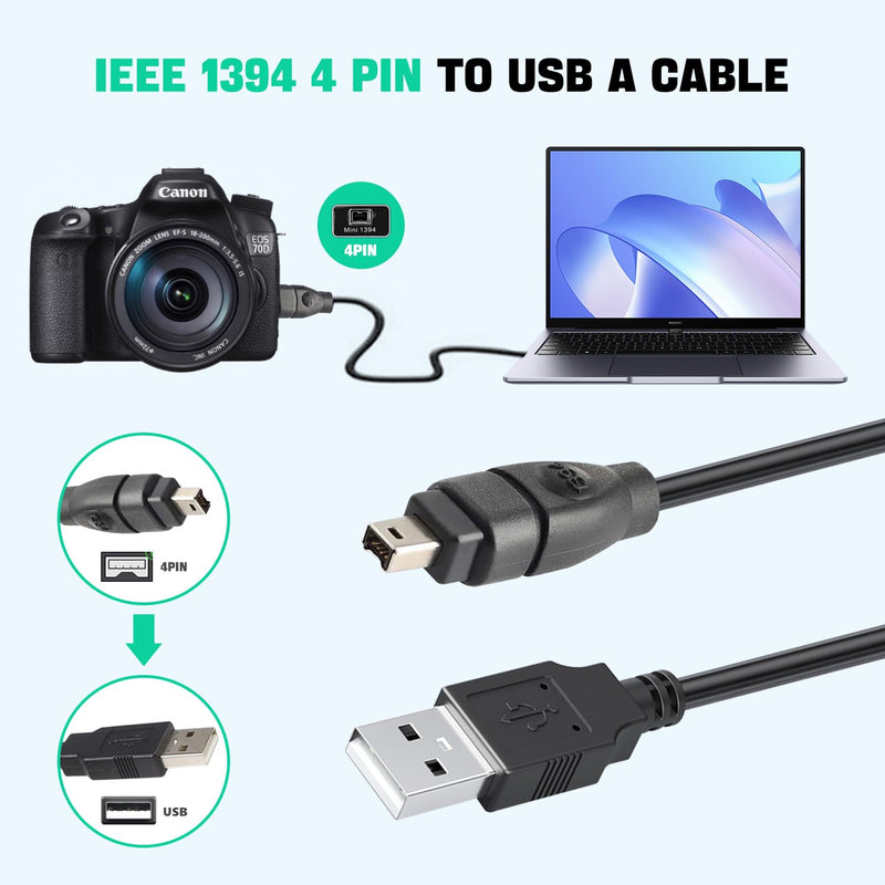 LBSC USB 2.0 Male to IEEE 1394 4Pin Male iLink Adapter Convertor Cable Cord Firewire to USB for DCR-TRV75E DV