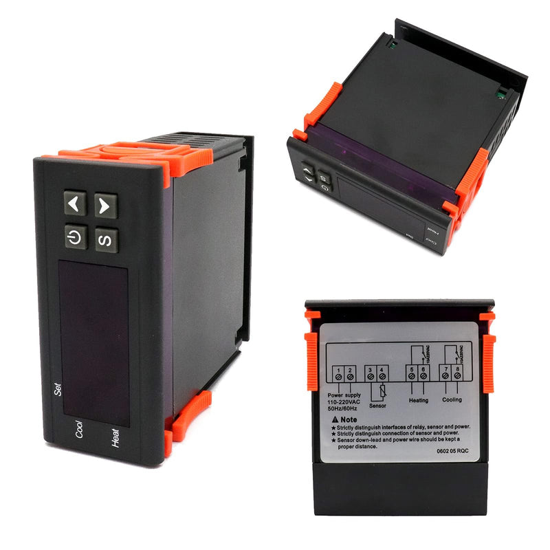 RUIZHI Digital Temperature Controller DC 110-220V 10A Digital Thermostat with Temperature Sensor Probe for Aquarium