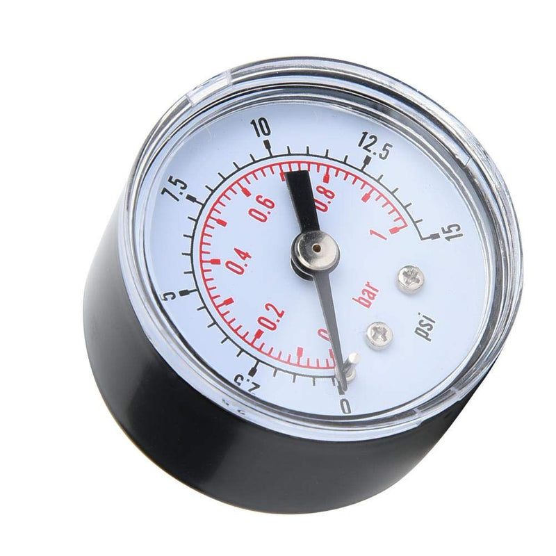 Mechanical Pressure Gauge, 1/8" BSPT Axial Pressure Gauge for Air, Oil and Water (0-15psi, 0-1bar)