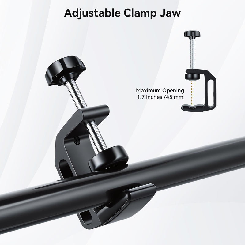 UTEBIT Universal C-Table Clamp with 1/4" and 3/8" Thread, Aluminum Support Clamp Desktop Mount Holder for Range 0.36"-2", Versatile Desk Clamp for LCD Monitor Flash Carts Benches Worktables 0.36-2.0 inch 2