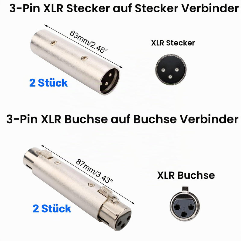 RUNCCI-YUN 4 x XLR to XLR Male Male to 3 Pin Male to 3 Pin Adapter for Microphone Amplifier Mixer