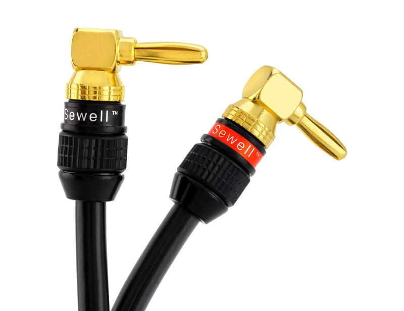 Sewell Deadbolt Right-Angle Banana Plugs, 6 Pairs Quick Connect Gold Plated Speaker Plugs 90 Degree Deadbolt Right Angle