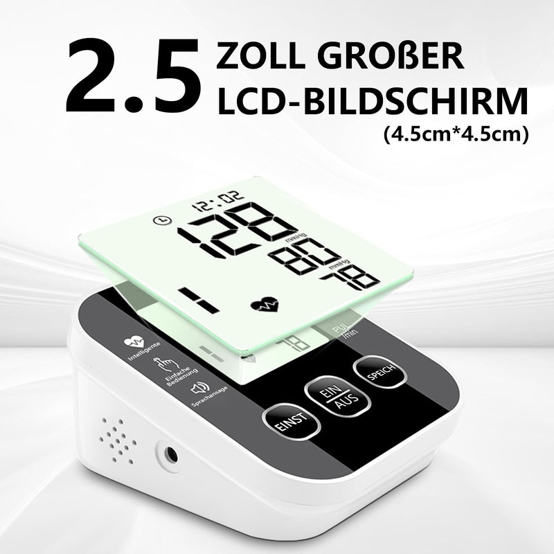 Upper Arm Blood Pressure Monitor with Large LCD Display, Intelligent Automatic Blood Pressure Monitor with Voice Output, Adjustable Cuff (22-36 cm), 2 x 99 Memory, for Home Use