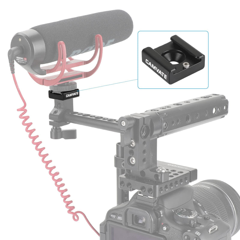 CAMVATE DSLR Camera Cage Top Handle Wood Grip + Cold Hot Shoe(2 Pieces) for DSLR Camera Rig