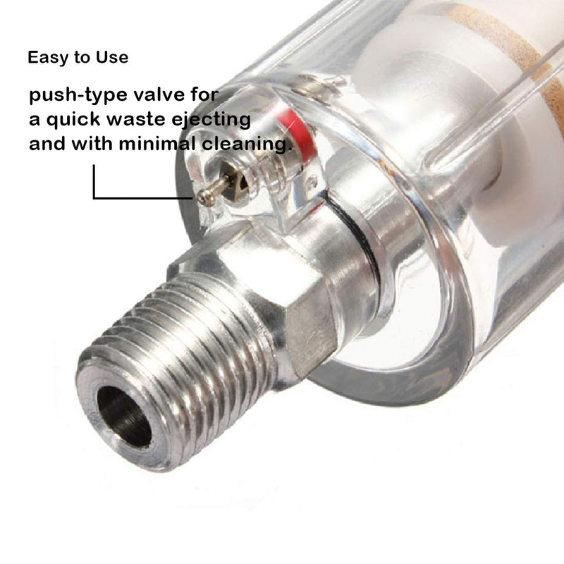 beduan Water Oil Separator Filter, 1/4" NPT Male and Female Thread Spray Gun Filters Air Line Compressor Fitting （Pack of 2） blue