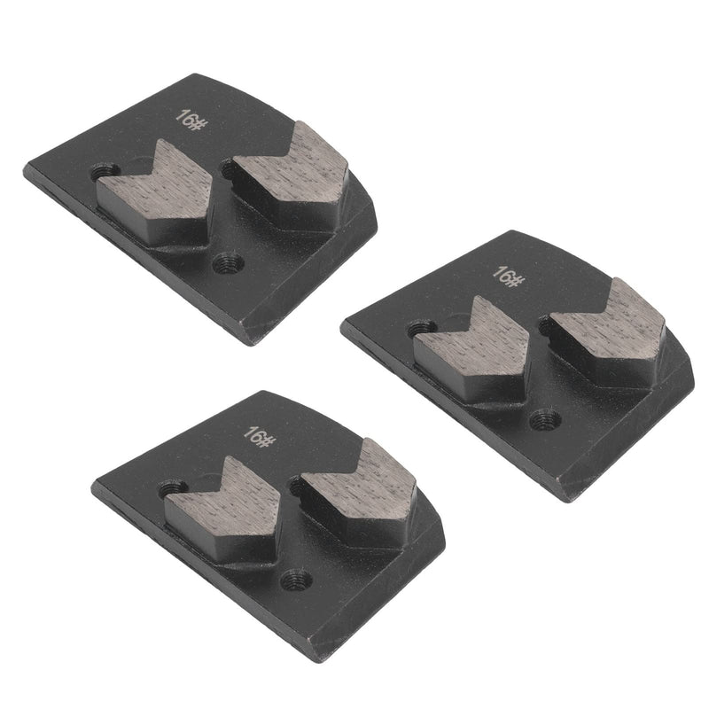 3 x diamond grinding shoe, black trapezoid, 2 arrow teeth polishing pads, 16 grit, high grinding efficiency, low noise, suitable for all concrete grinding machines