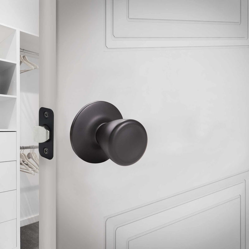 Design House 779256 Tulip Passage Hall and Closet Door Knob Matte Black Hall & Closet Lock