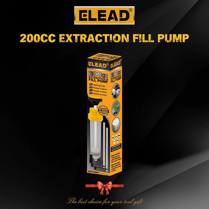 ELEAD 200CC Siphon Pump, Oil Extractor Pump, Oil Pump, Transfer Pump, Fluid Extractor, Fluid Syringe Extractor, Car Vacuum Fuel Transfer, Siphon Pump for Gasoline Hand Cleaner for auto Mechanics 200CC Oil Pump