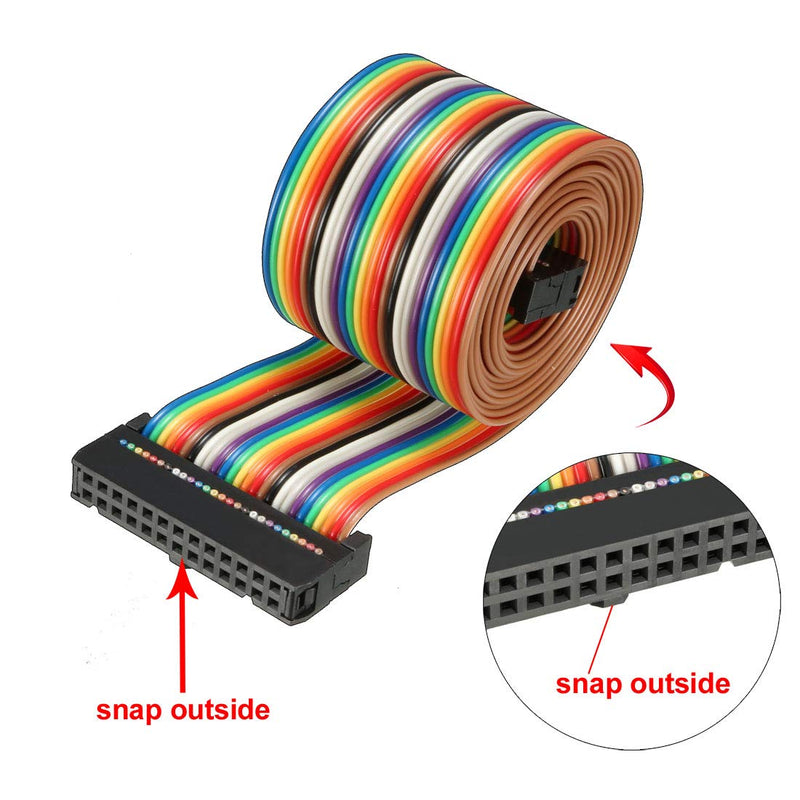 uxcell IDC Rainbow Wire Flat Ribbon Cable 26 Pins 118cm Length 2.54mm Pitch Type-C