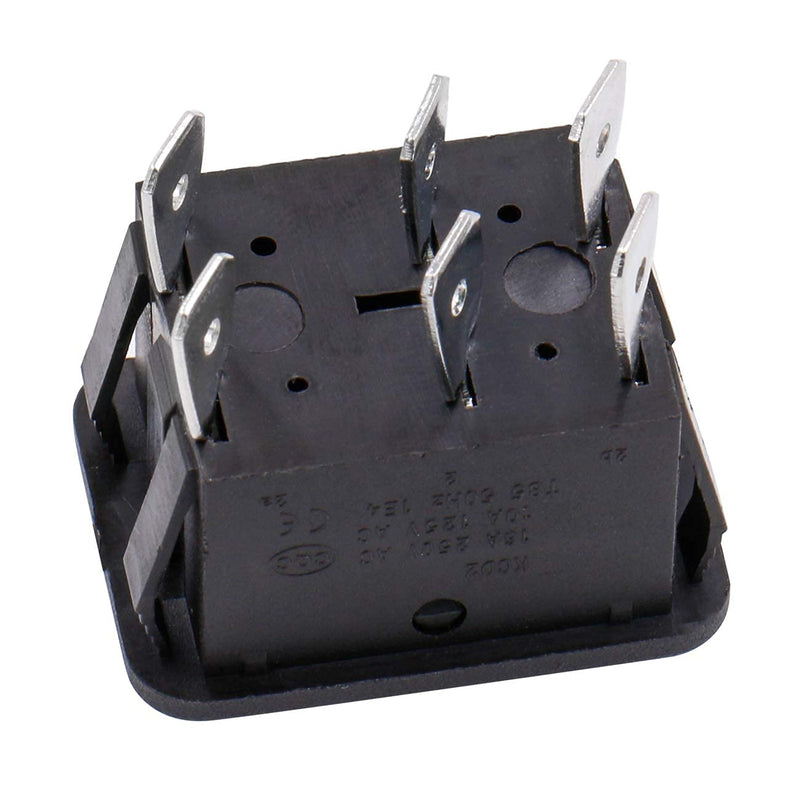 Heschen Rocker Switch 16A 250VAC ON-OFF-ON Momentary DPDT 6 Terminals Black 2Pack