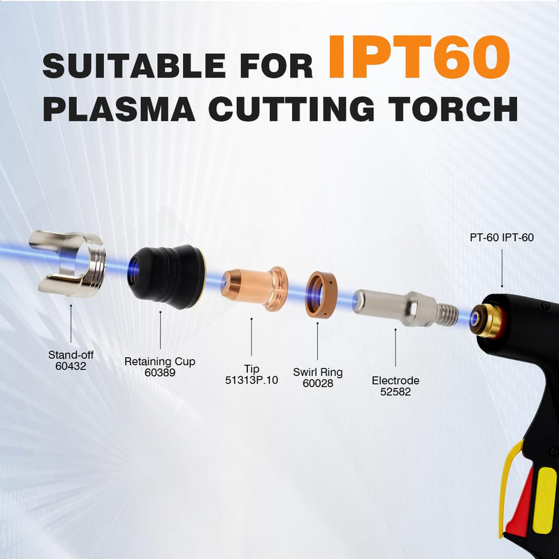 23pcs IPT60 IPT40 Plasma Cutter Consumables 1.0mm 0.039'' Plasma Cutter Accessories for CUT 55MP, CUT55 NHF, CUT65DS Cutter IPT60 consumables