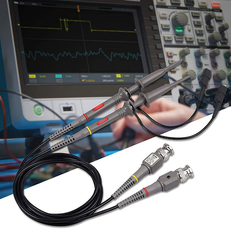 Pack of 2 oscilloscope probe kit, P6100 100MHz 10: 1 and 1: 1 precision BNC oscilloscope probe, switchable high-precision scope oscilloscope clip probes for oscilloscope