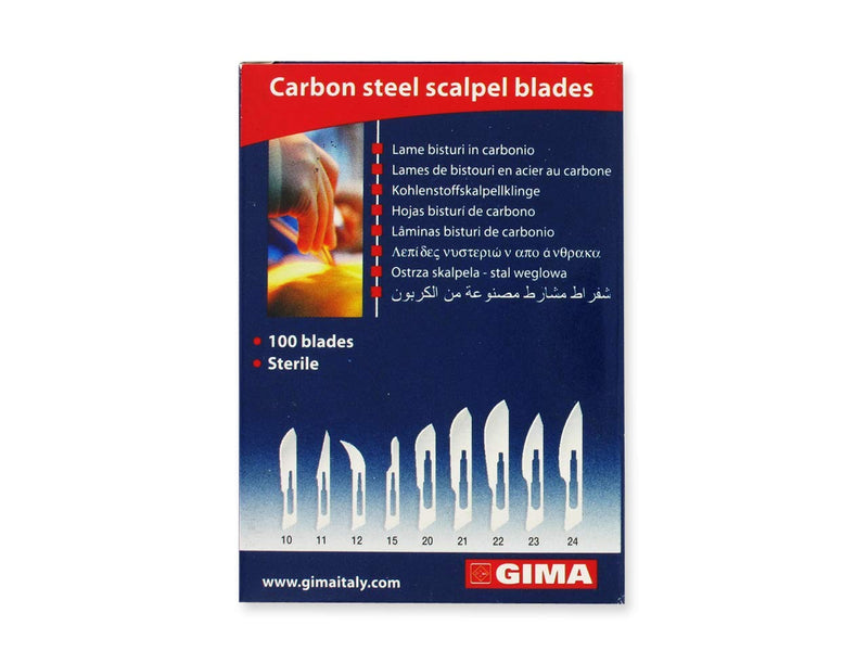 Gima Carbon Steel Blades, N21, Sterile (Pack of 100), scalpel blade