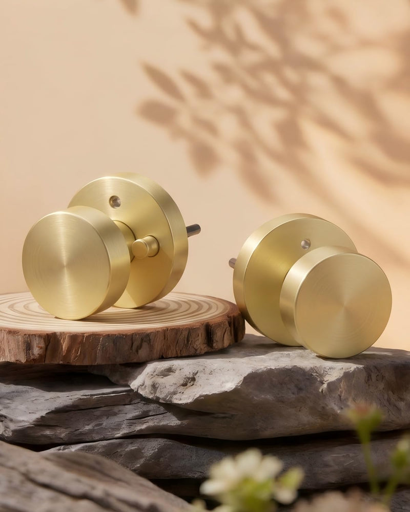 goldenwarm Gold Door Knobs Interior, Heavy Duty Zinc-Alloy Privacy Brushed Gold Interior Door Knobs, Brushed Brass Indoor Doorknobs for Bedroom, Bathroom (1 Pack) 1