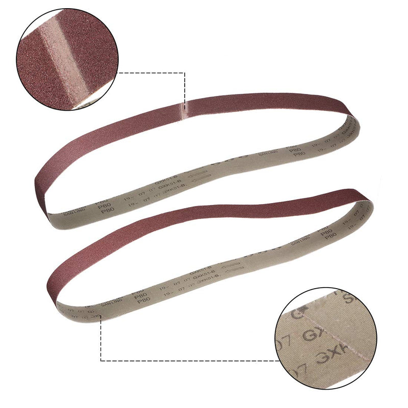 sourcing map 4 Pcs 2" x 48" 80 Sand Aluminum Oxide Sanding Belt | Aluminum Oxide, 50mm x 1220mm, 80 Sand Grit