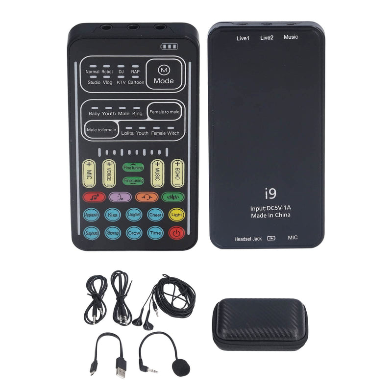 Voice Changer, I9 Live Sound Card Voice Changer Portable Mini Gaming Voice Plug and Play for Game Anchor Recording Mobile Phone Computer (Ejoyousngbuw0745m-11) Ejoyousngbuw0745m-11