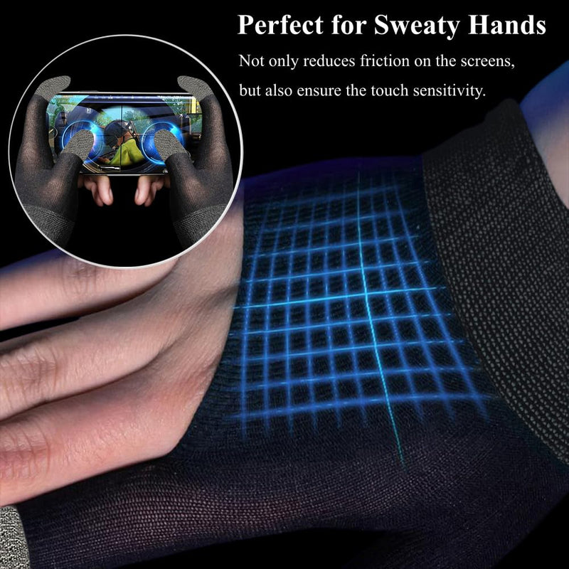 Two Finger Touchscreen Gloves, Ultra-Thin Breathable Gaming Gloves for Sweaty Hands, Anti Sweat Thumb and Index Game Gloves for Mobile Phone/iPad Tablet
