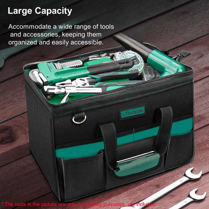 Tool Bag Heavy Duty 15-Inch 8 Pockets Waterproof Wide Mouth