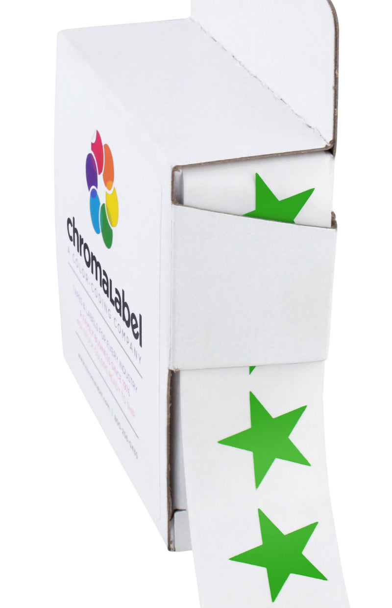 ChromaLabel 0.75 Inch Color Code Star Labels, 1000 Labels per Dispenser Box, Green