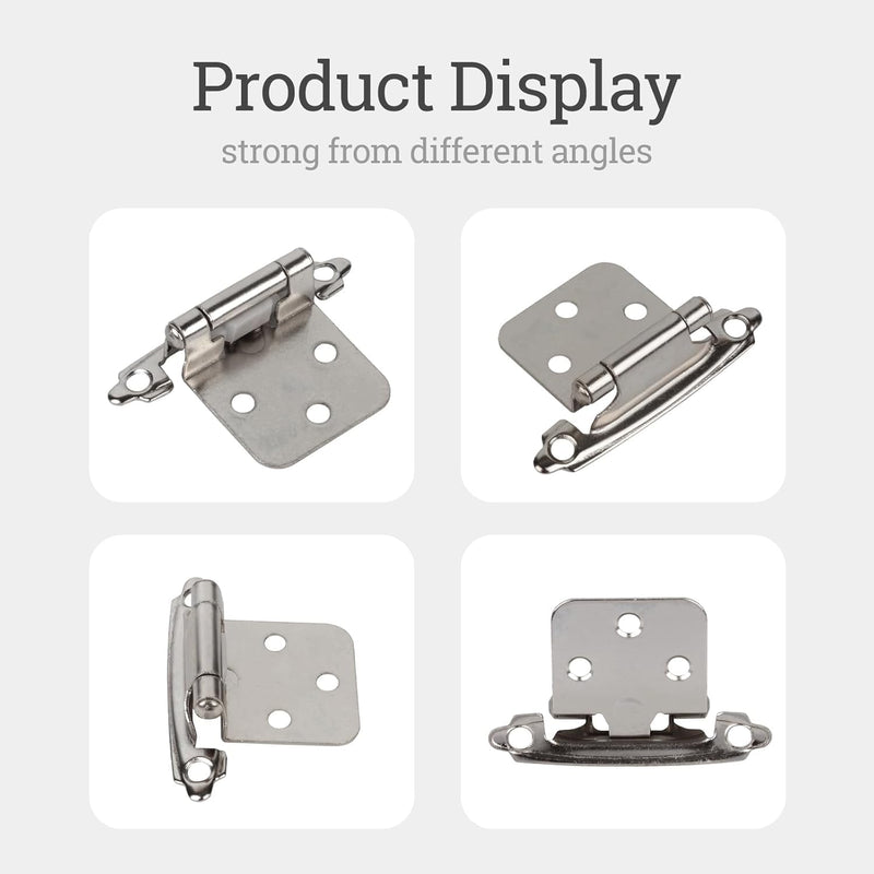 Self Closing Cabinet Hinges for Face Frame,Cabinet Hinges, Metal Hardware for Kitchen Cabinets and Doors (Nickel, 24Pack) Nickel